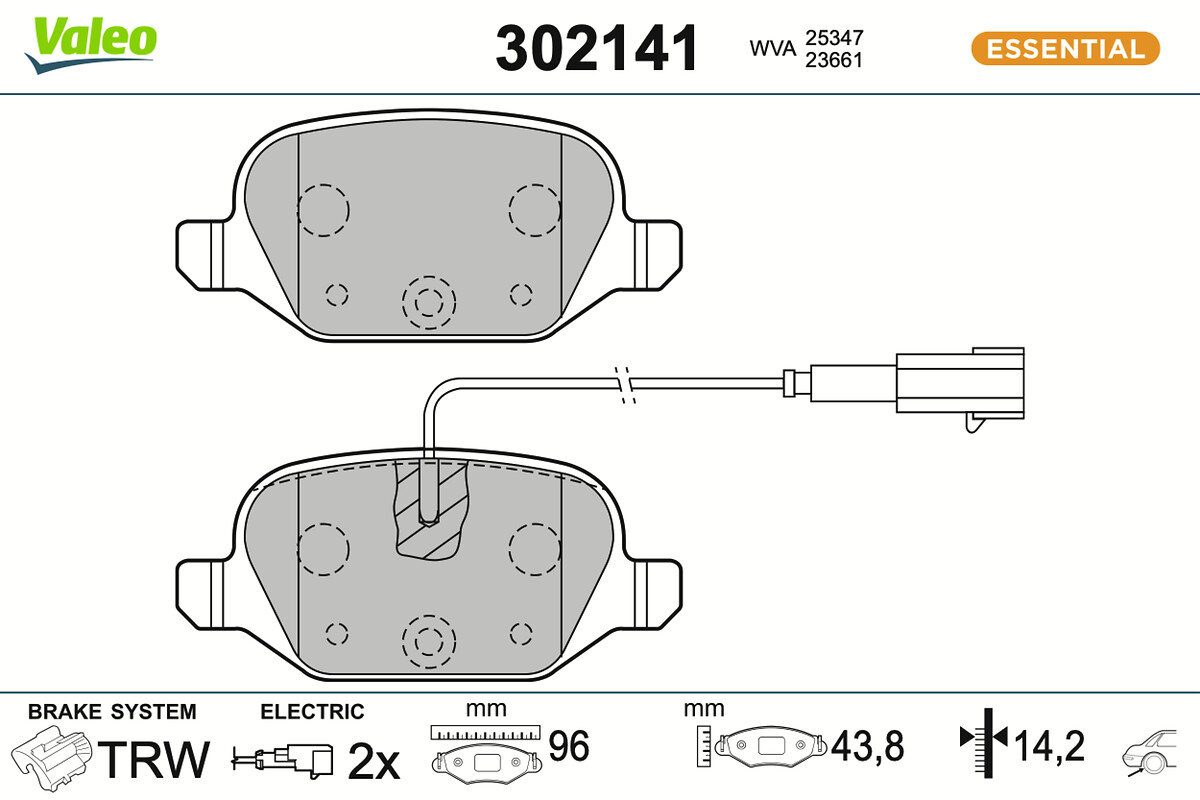 Jeu de 4 plaquettes de frein VALEO ref. 302141